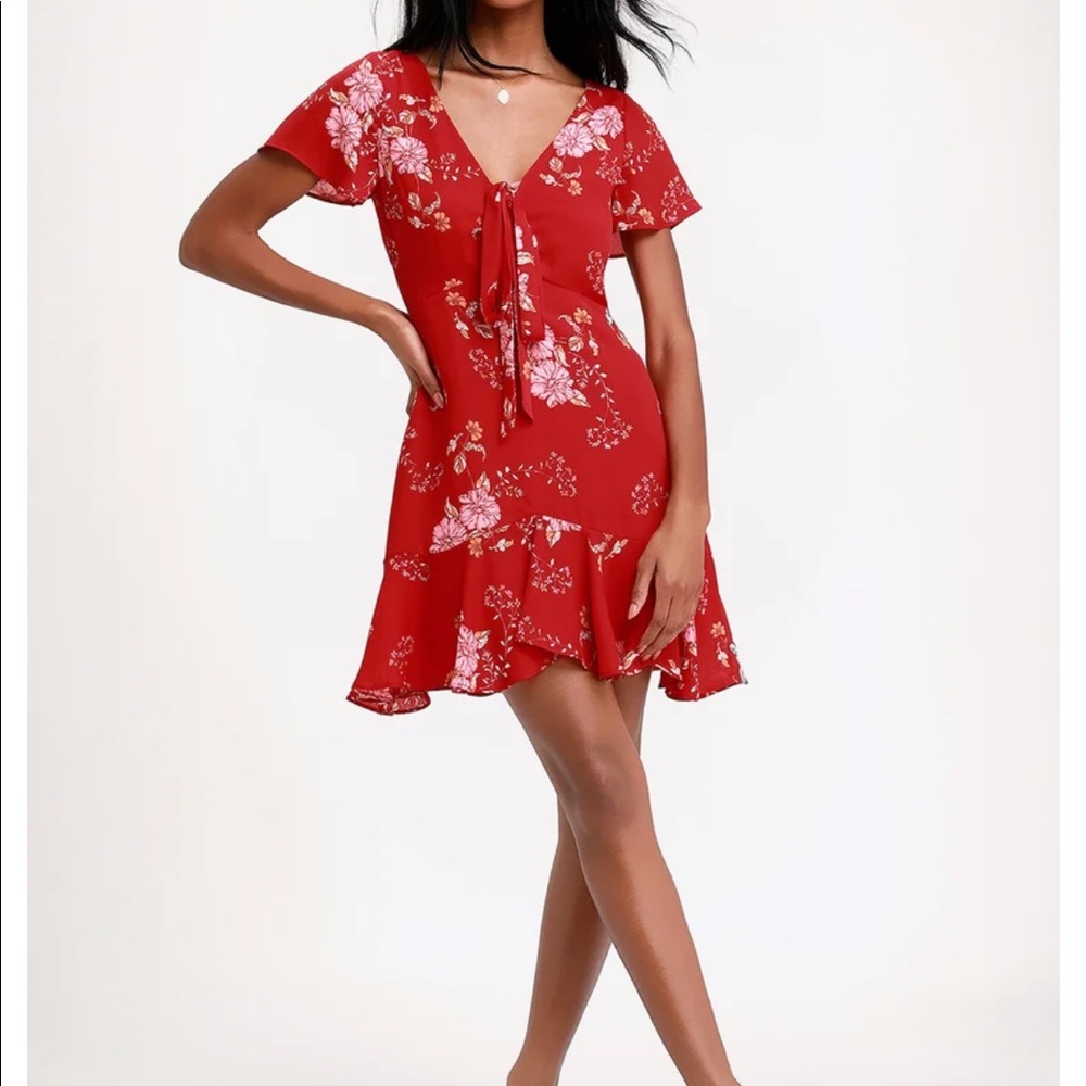 BB Dakota Love Back Atcha Red Tie-Front Dress, size 4, like new condition